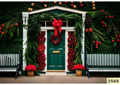 Green Door With Red Ribbon babyphotoshoot Backdrop