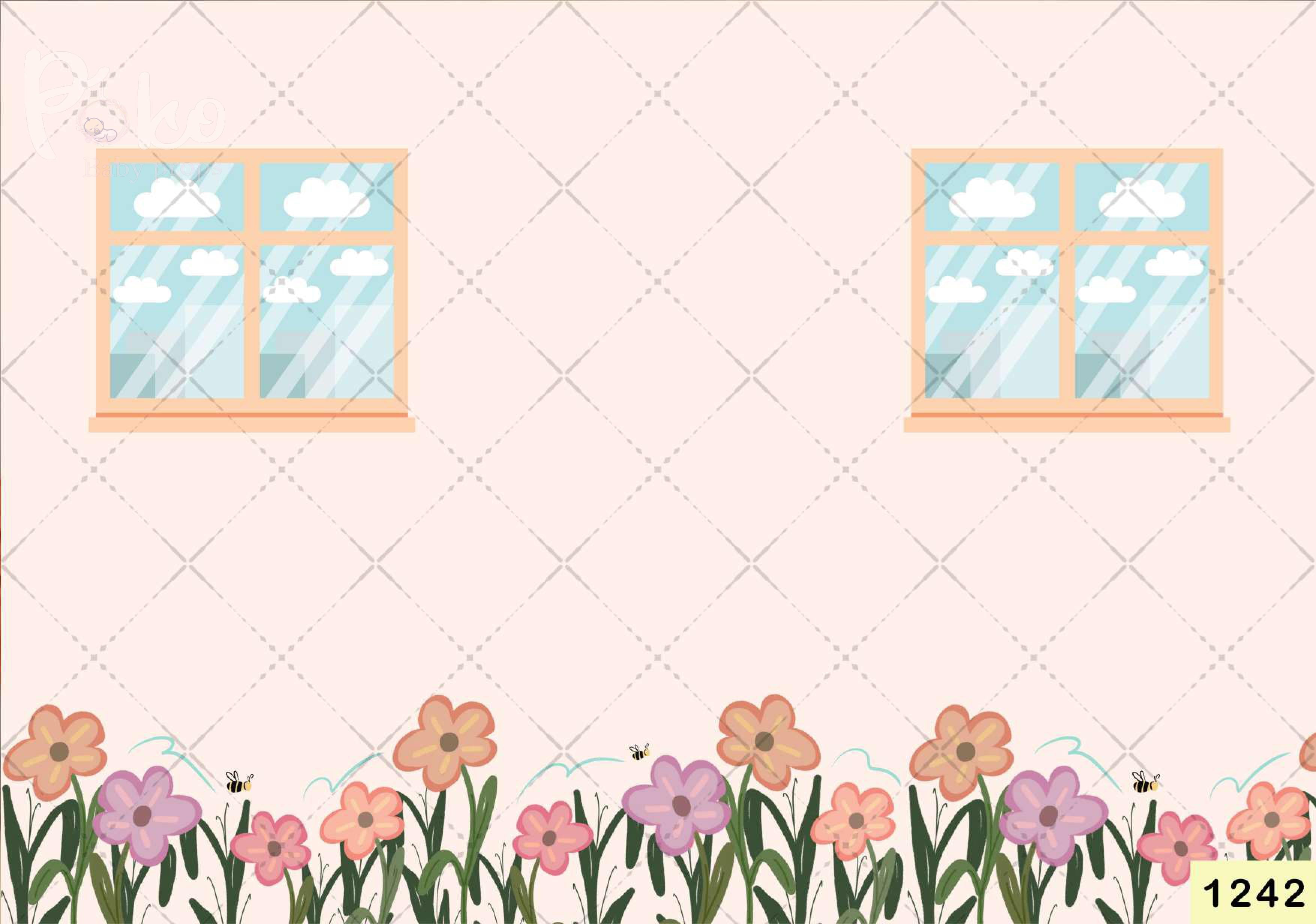 Window With Flowers babyphotoshoot Backdrop
