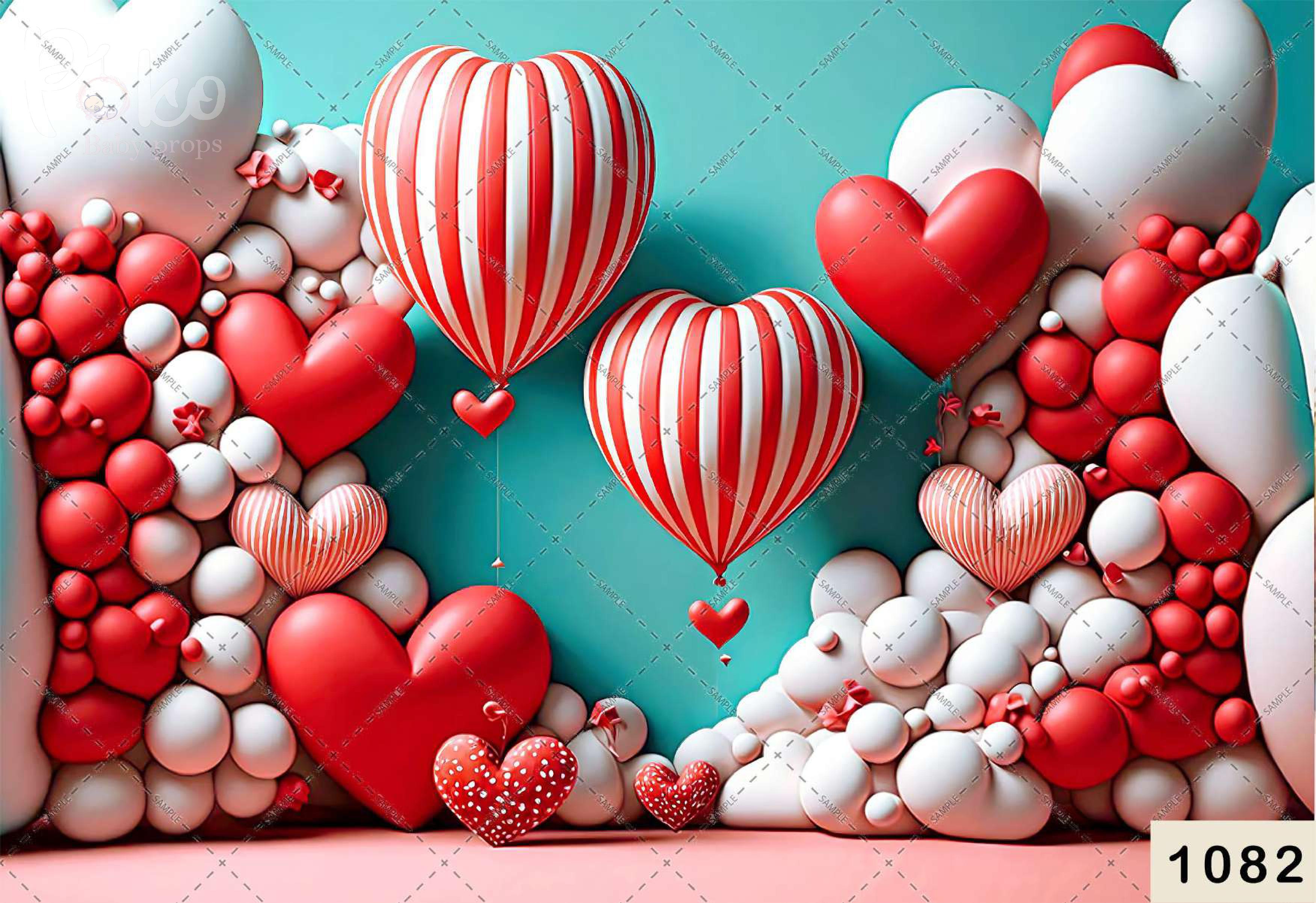 White With Red Balloon Backdrop