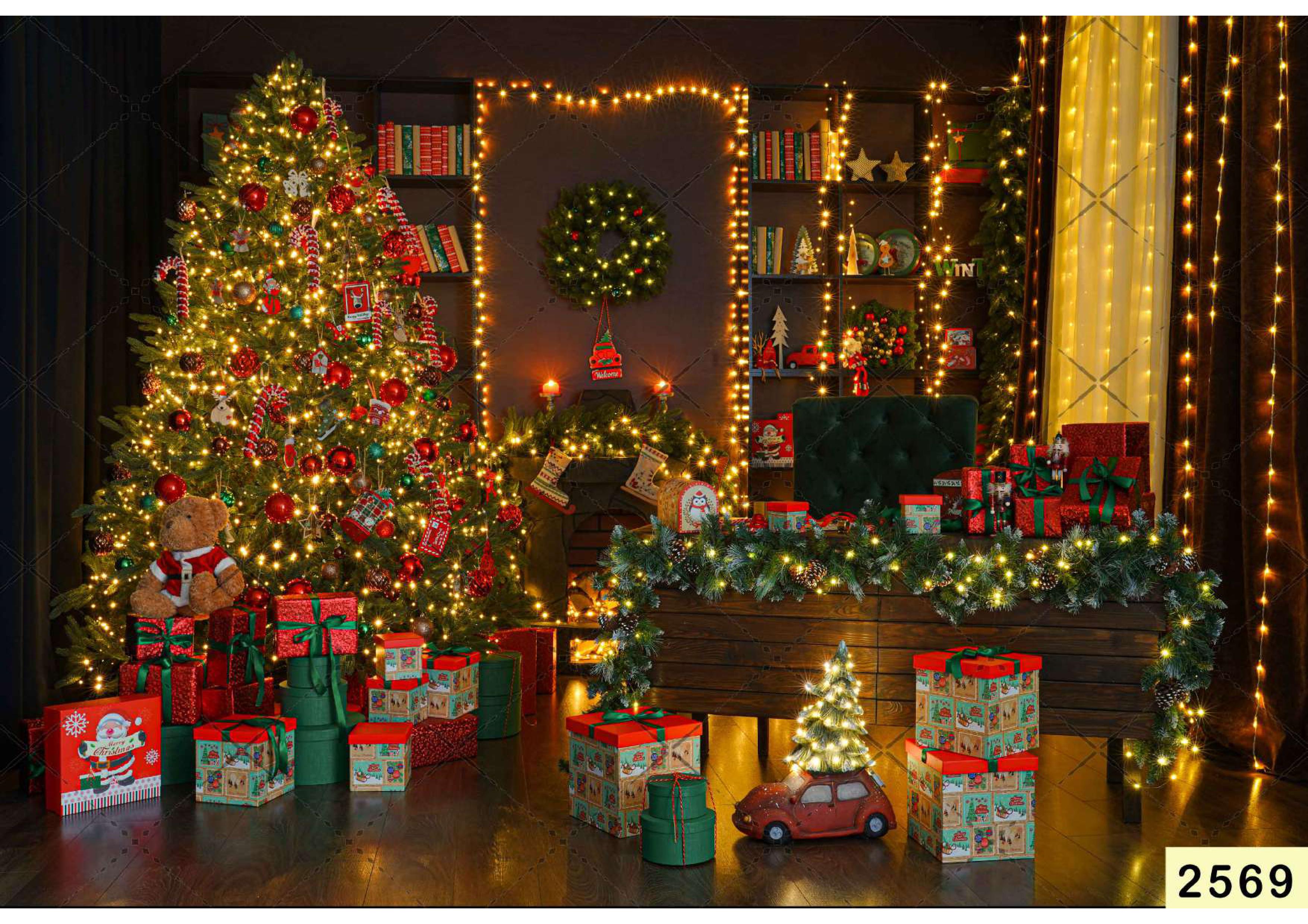 Christmas Tree With Gifts babyphotoshoot Backdrop