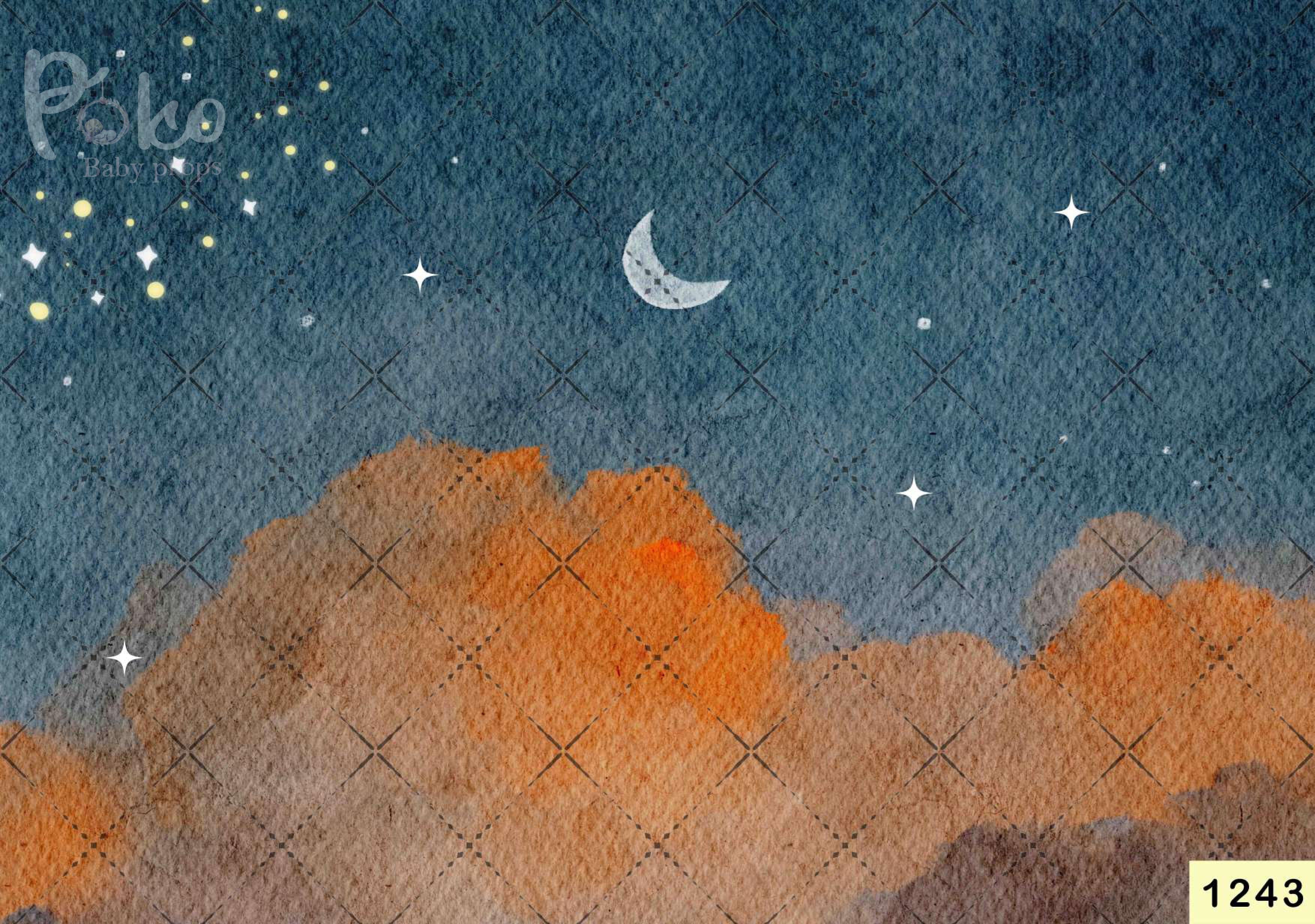 Night Orange Cloud Backdrop