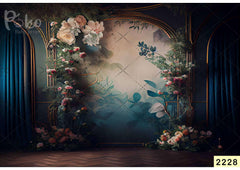 Blue Curtain babyphotoshoot Backdrop