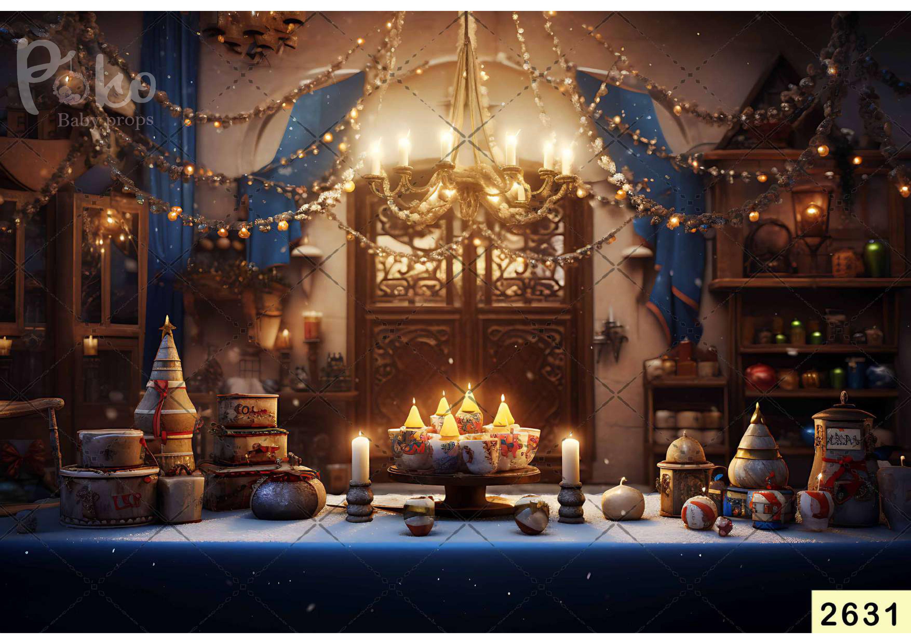 Candle Dinner Table babyphotoshoot Backdrop