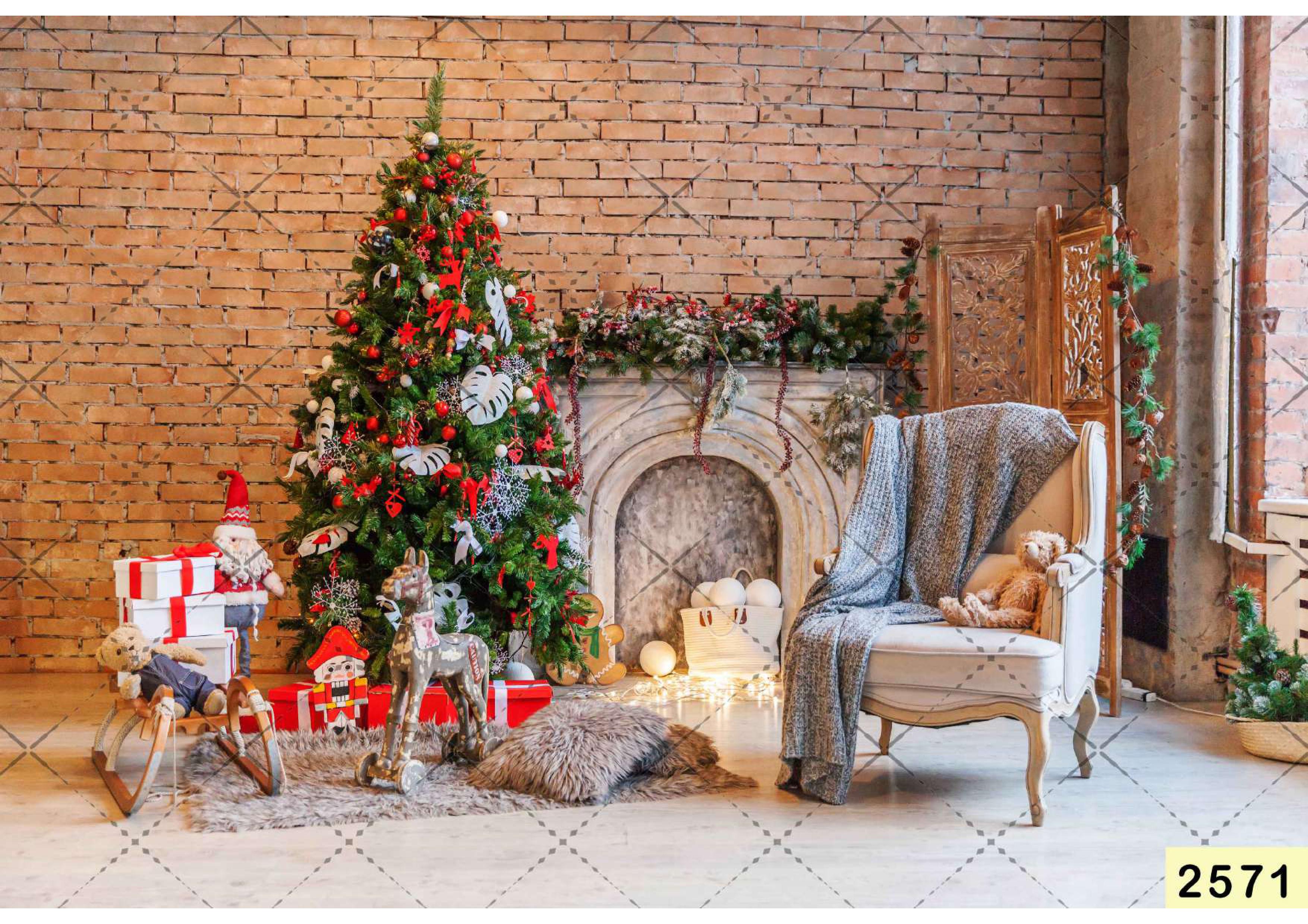 Christmas Fireplace babyphotoshoot Backdrop