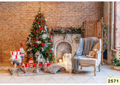 Christmas Fireplace babyphotoshoot Backdrop