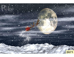 Snow Fall Christmas Cart Backdrop