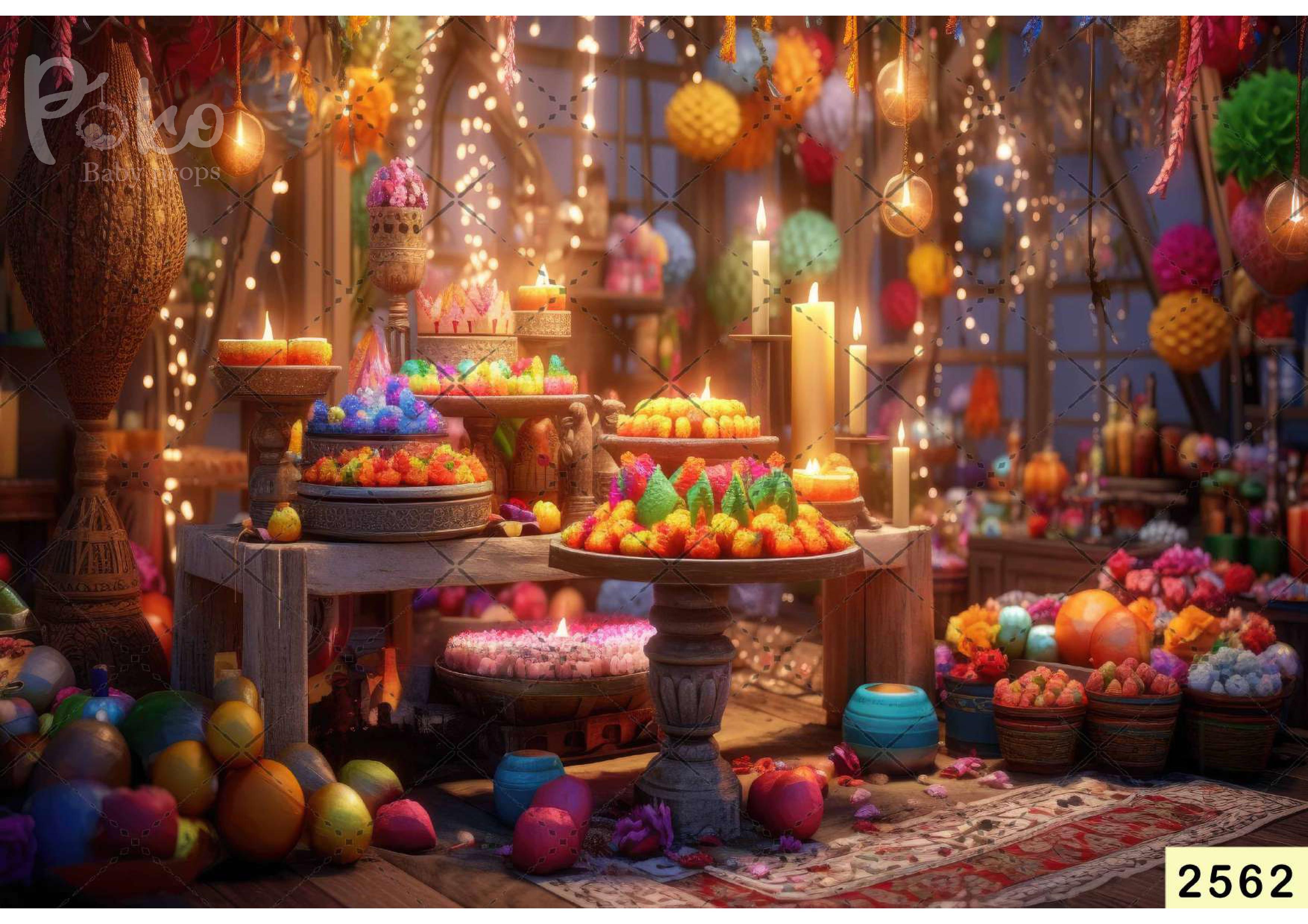 Sweets And Flower Diwali Backdrop