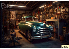 Vintage Green Car Backdrop