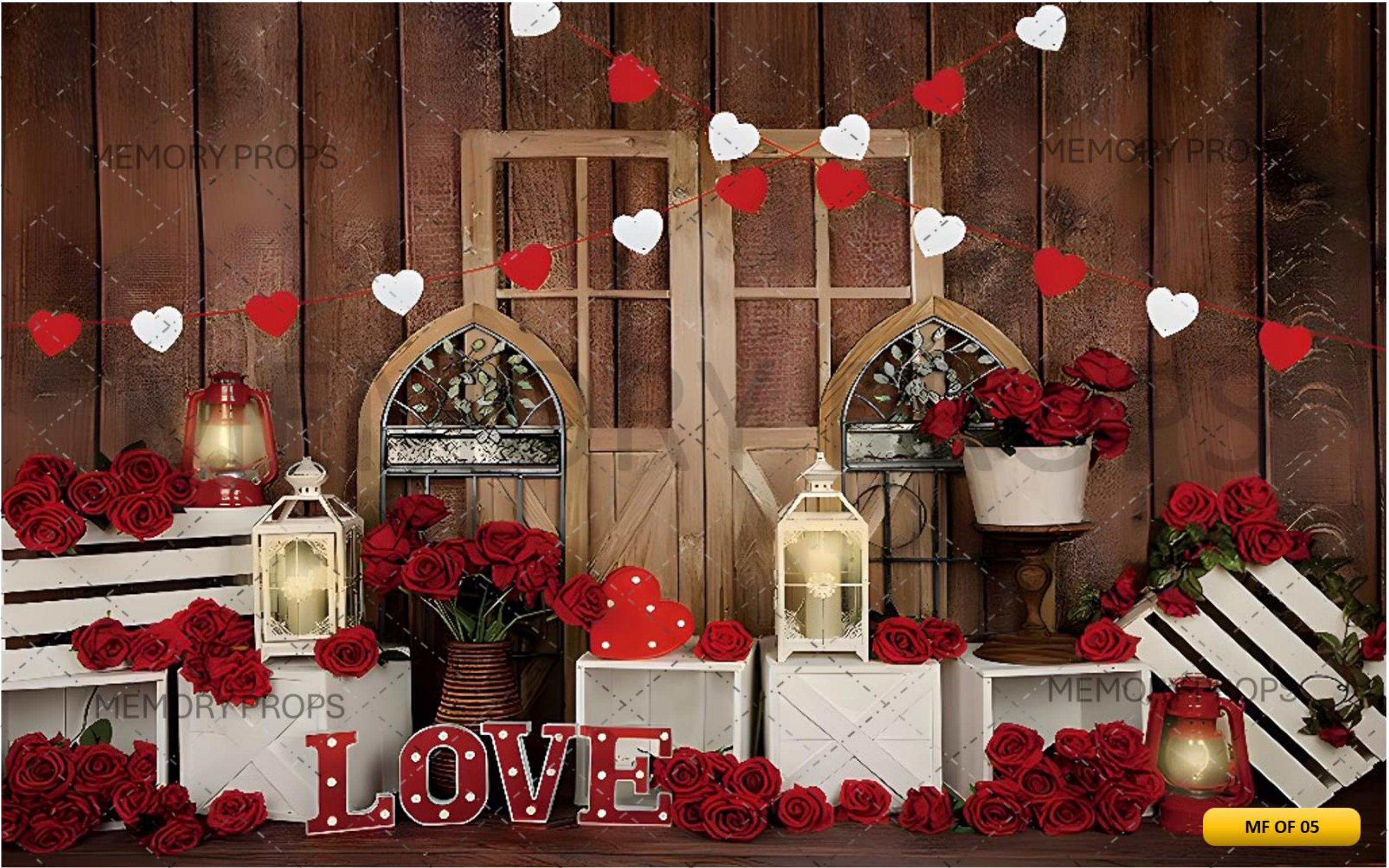 Love Heart With Roses babyphotoshoot Backdrop