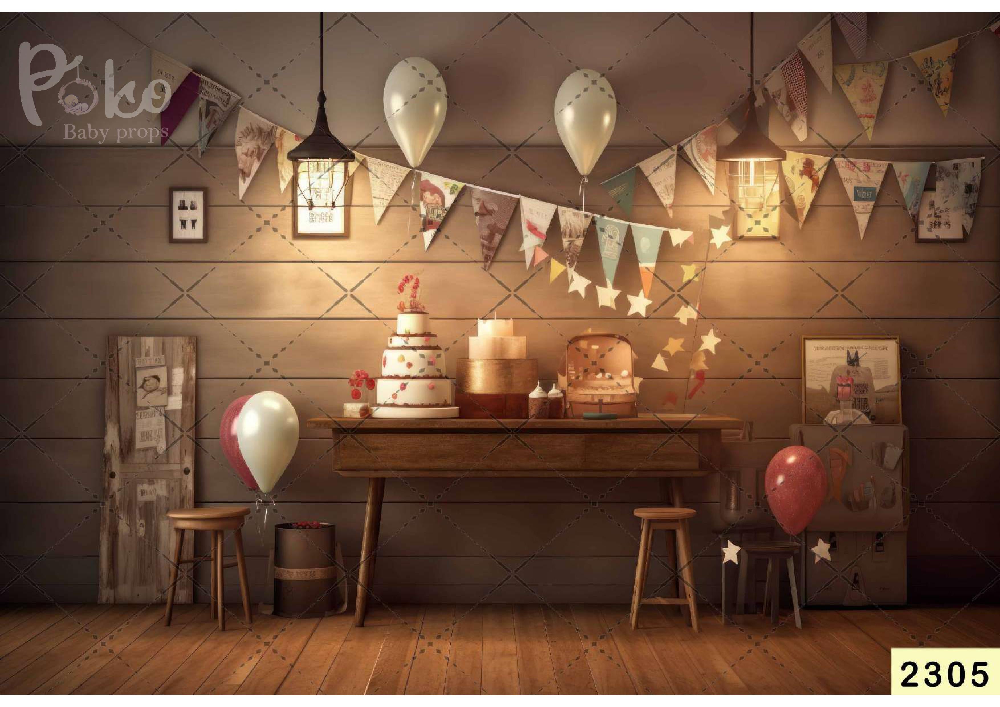 Vintage Birthday Balloon Backdrop