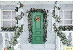 Green Door Christmas babyphotoshoot Backdrop