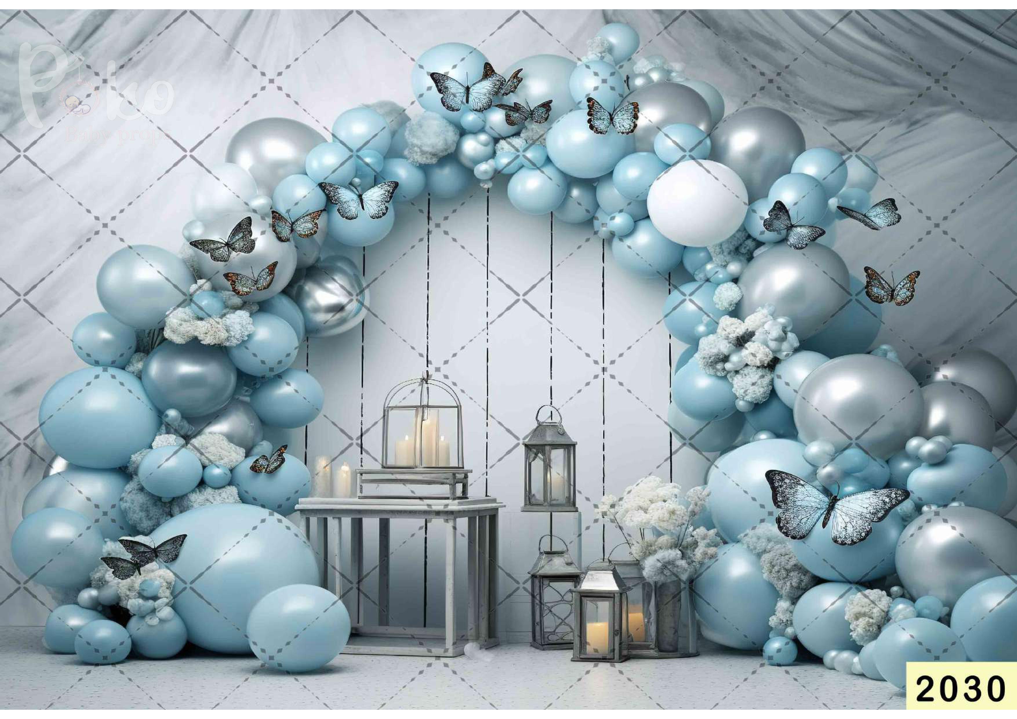 Blue Balloon babyphotoshoot Backdrop