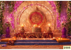 Pink Green Flower Candle Backdrop