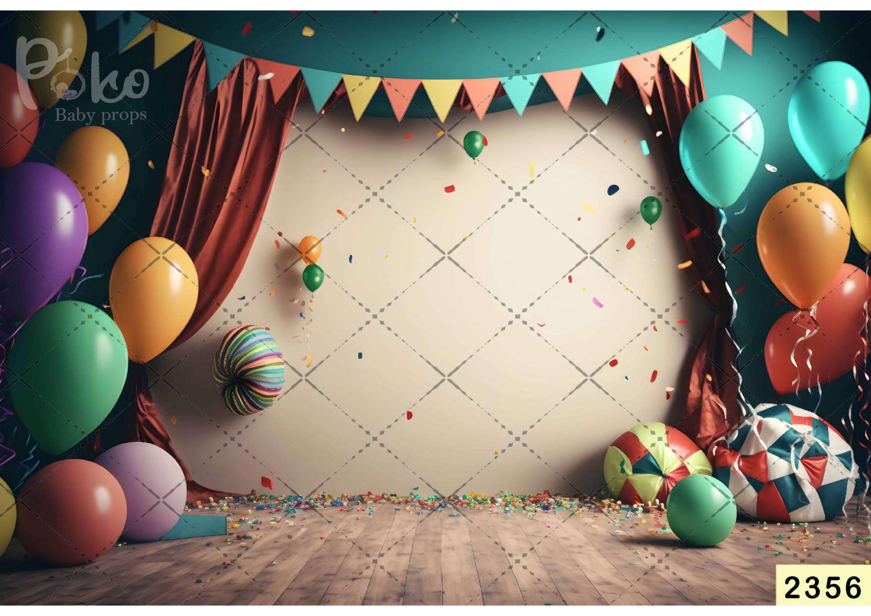 Colorful Balloon babyphotoshoot Backdrop