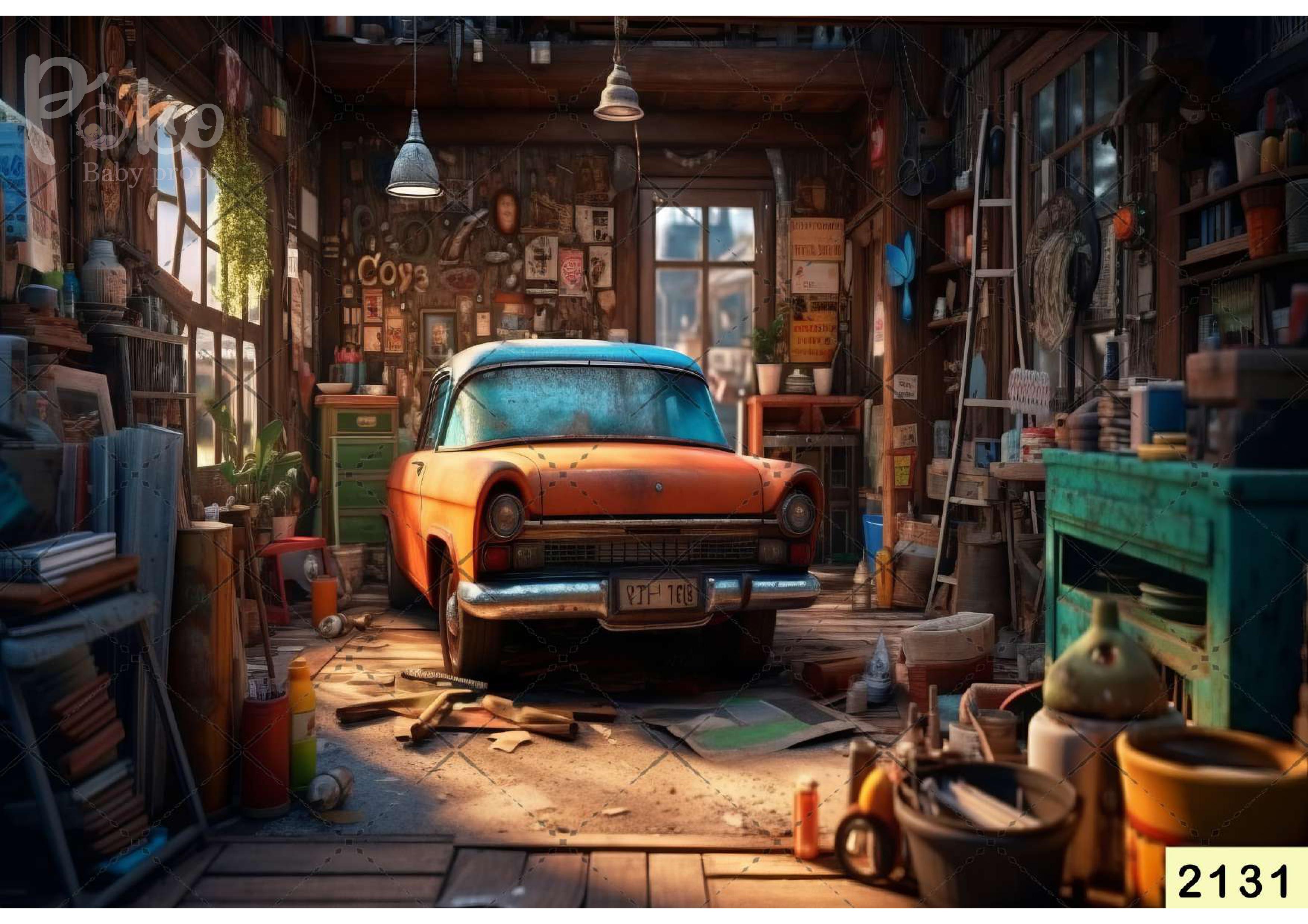 Vintage Garage Backdrop