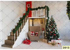 Staircase Christmas Décor Backdrop