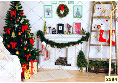 White And Green Christmas Backdrop