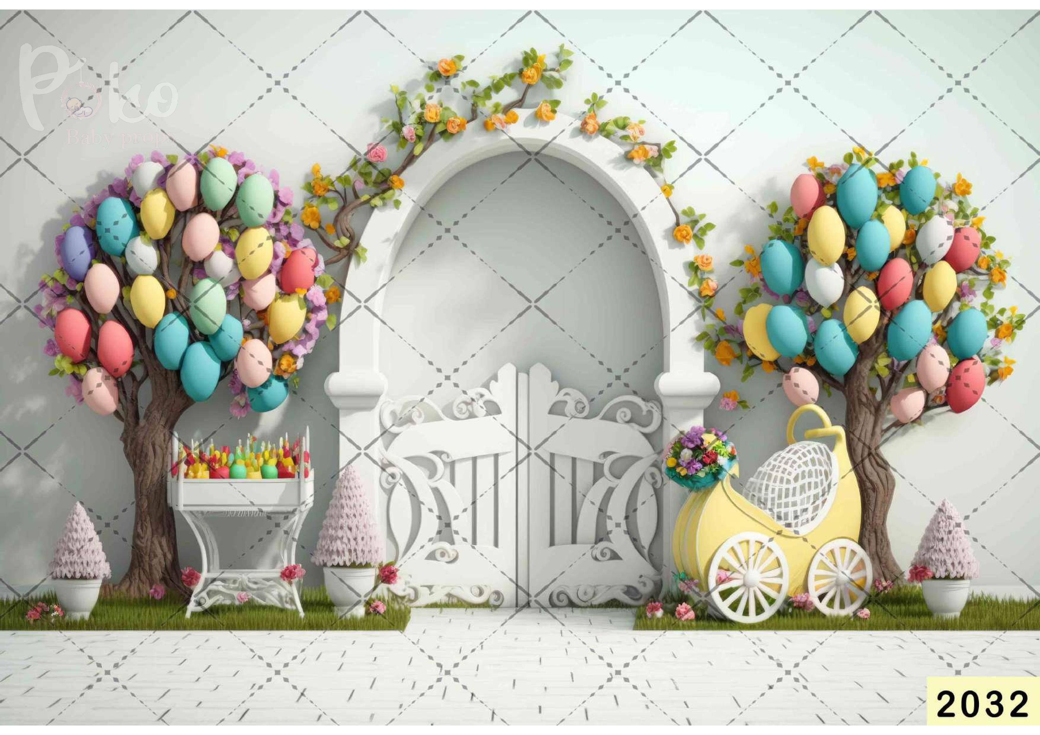 Garden Balloon babyphotoshoot Backdrop