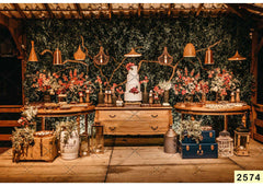 White Cake With Christmas Backdrop