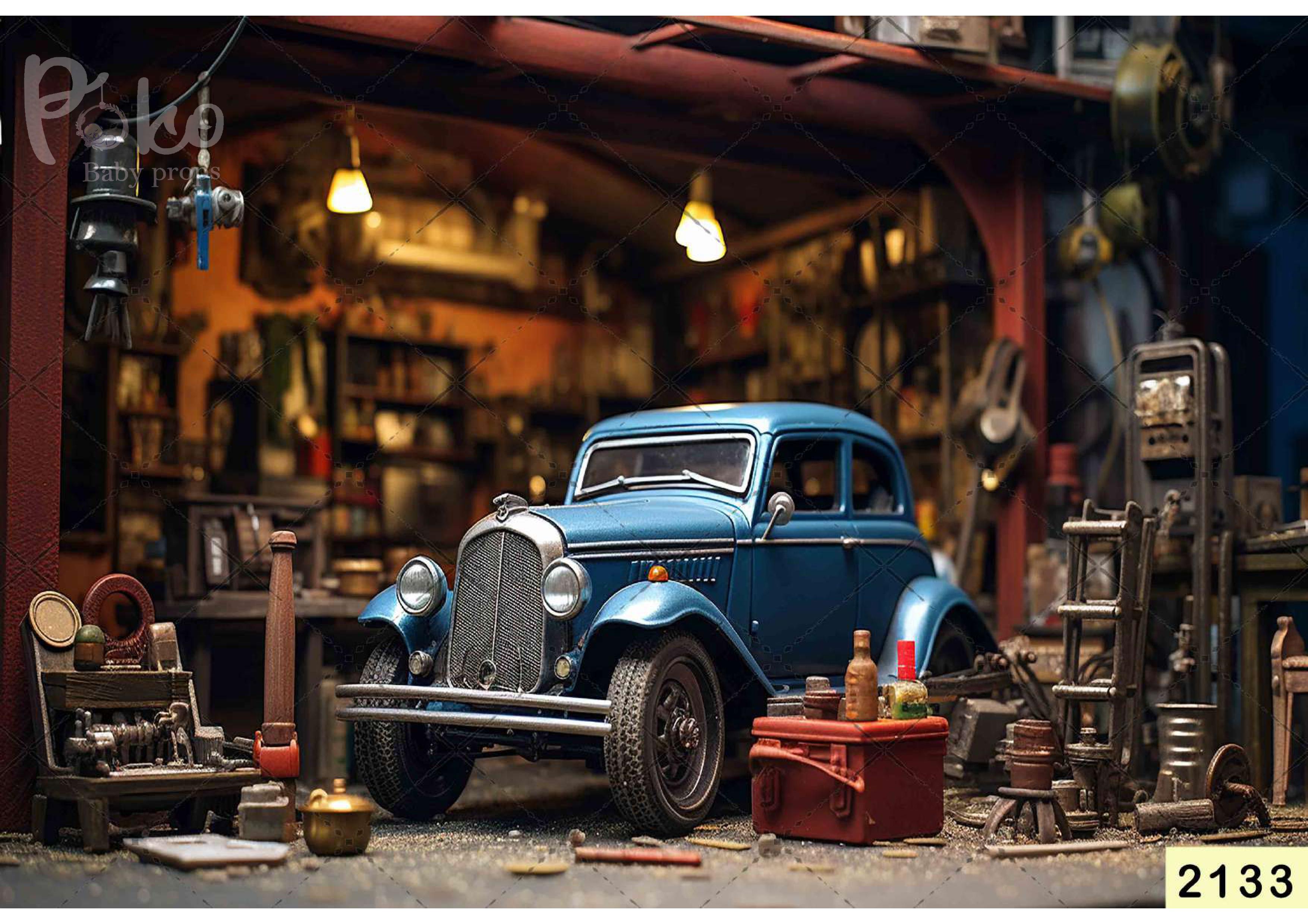 Blue Bugatti babyphotoshoot Backdrop