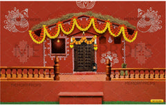 Red Color Pongal Celebration Backdrop