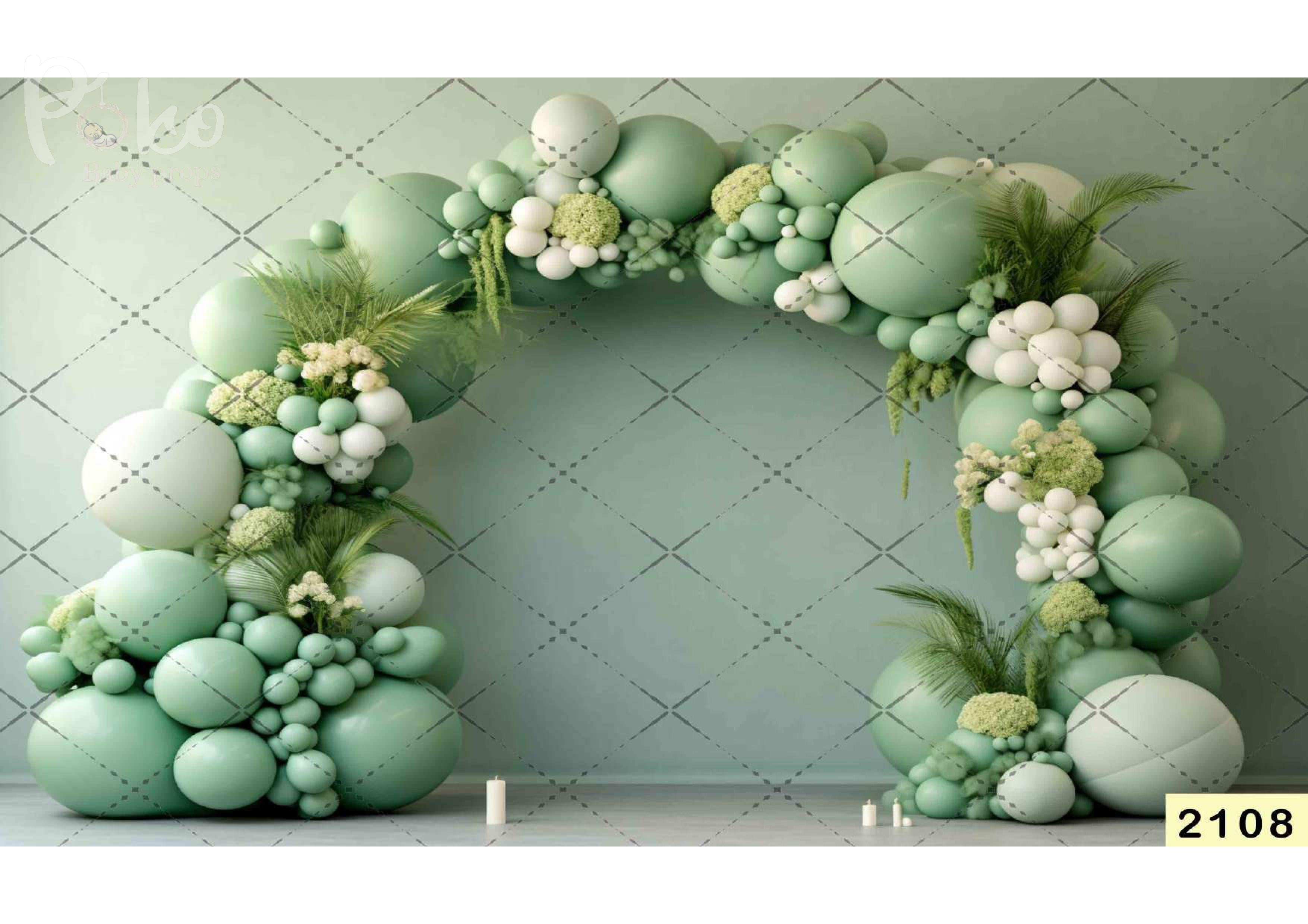 Green Balloon babyphotoshoot Backdrop