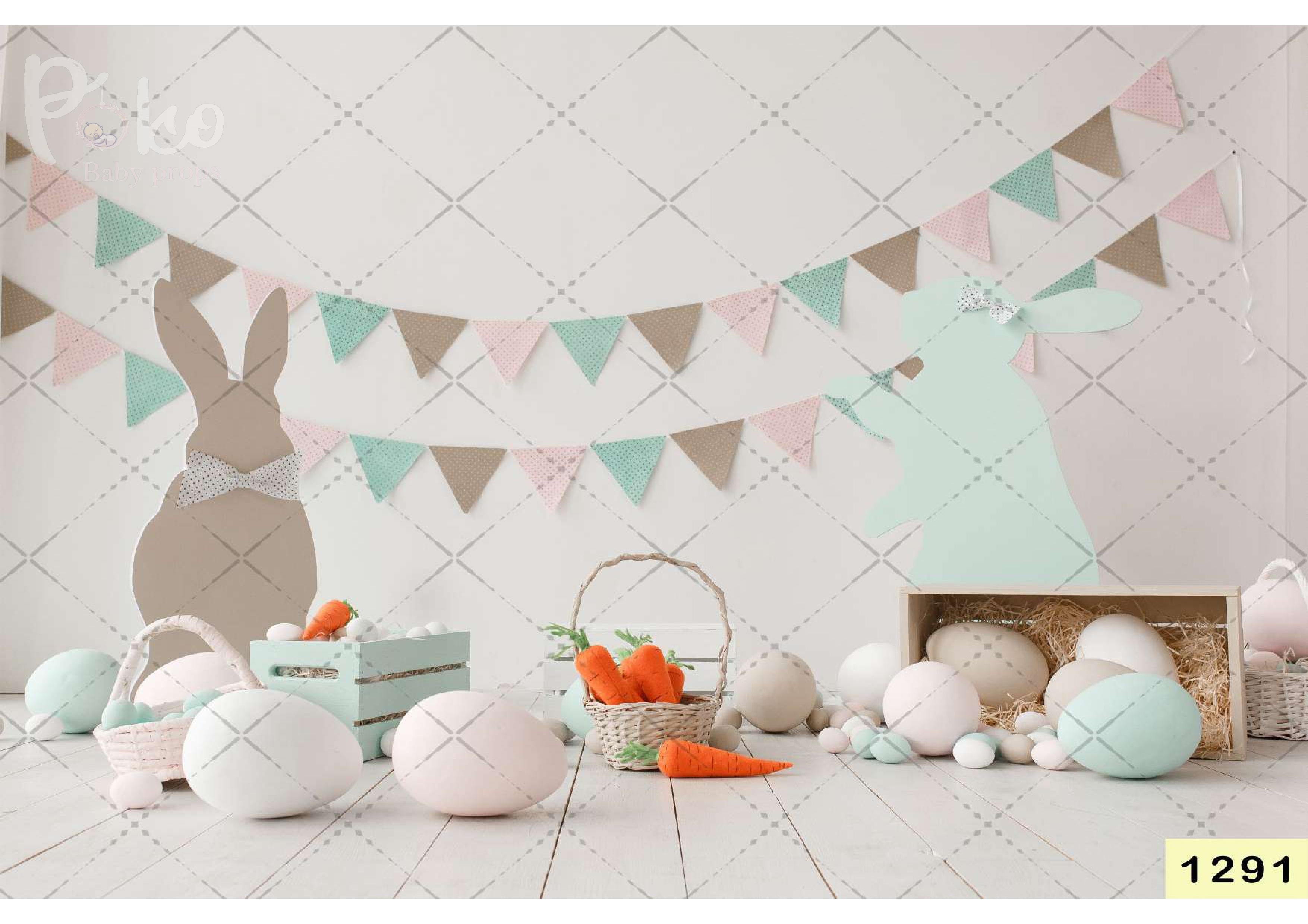 Easter Rabbit With Egg babyphotoshoot Backdrop