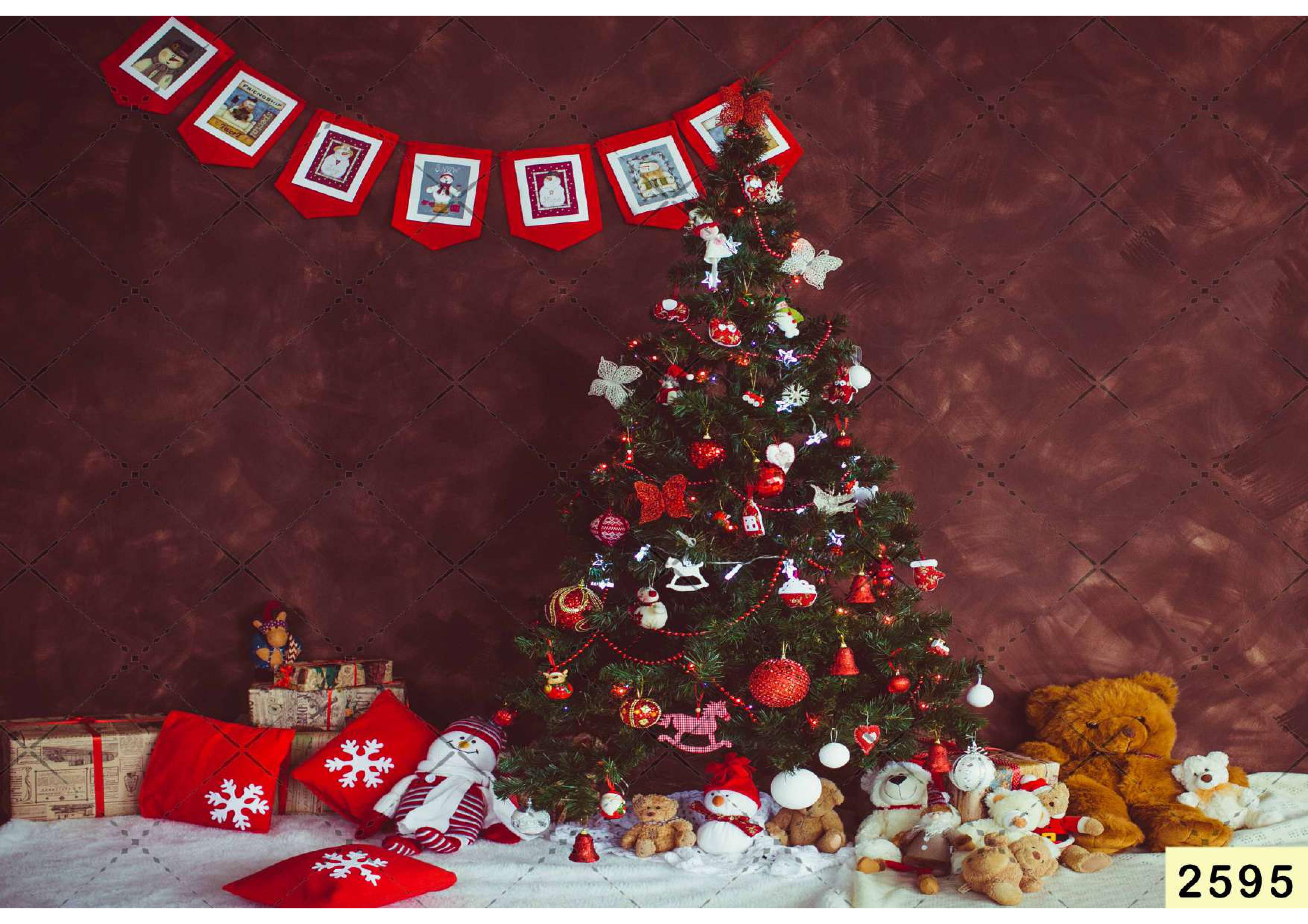 Red Décor Christmas Backdrop