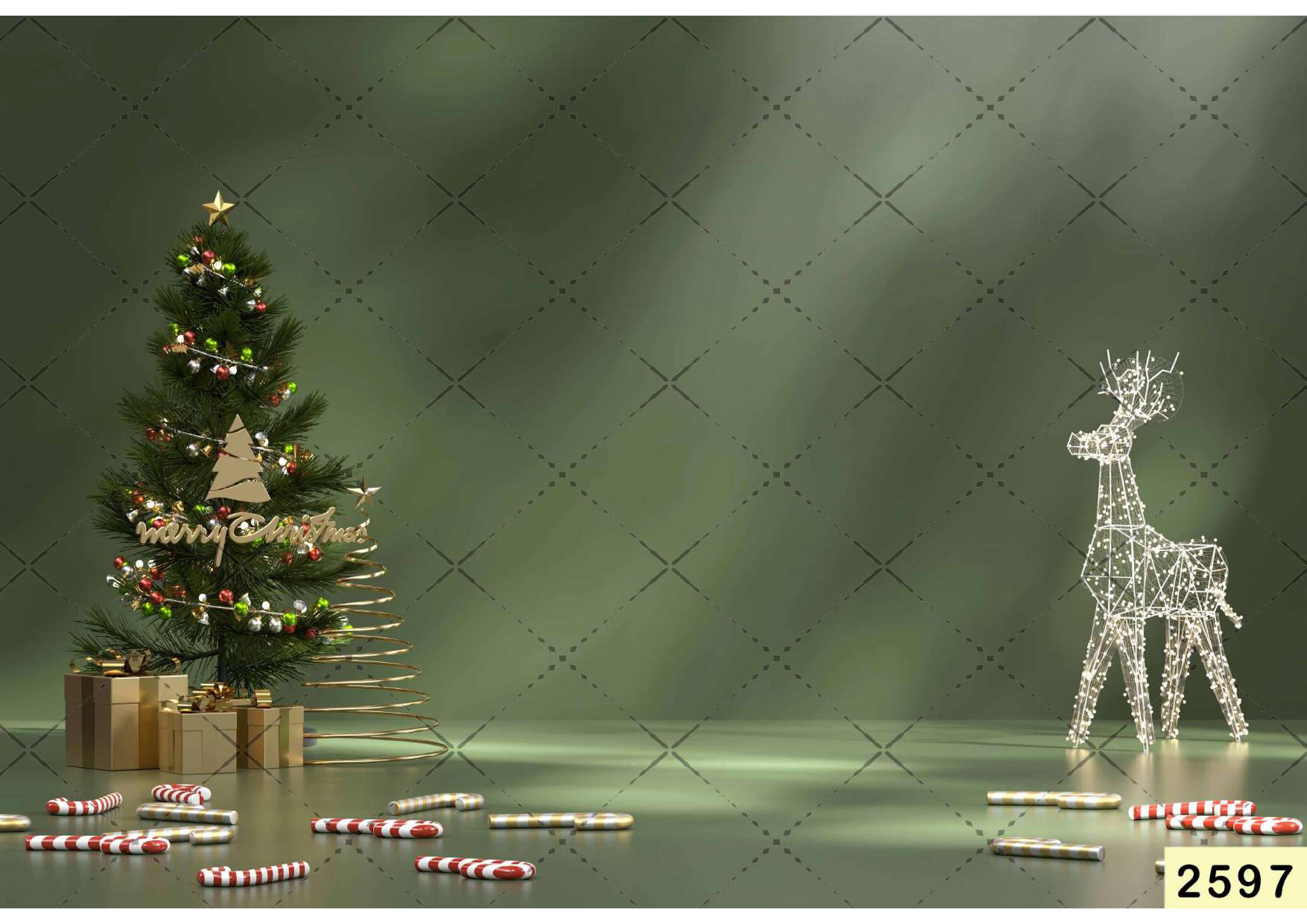 Greenish Christmas Backdrop