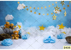 Teddy Star Blue Backdrop