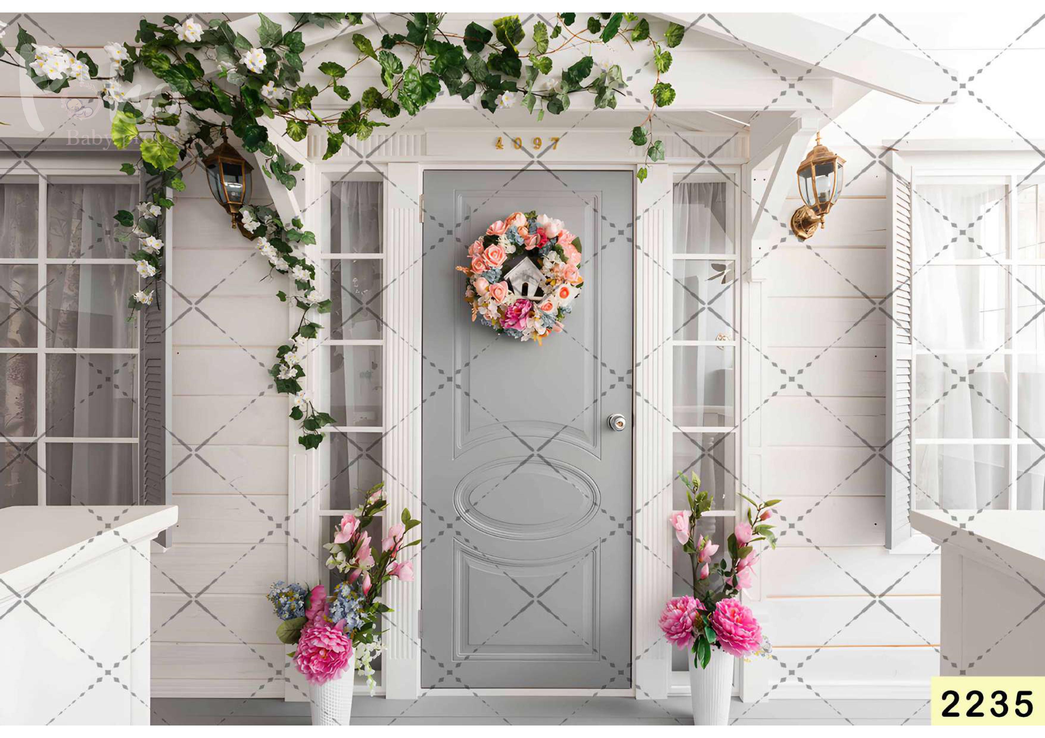 White Door Floral Backdrop