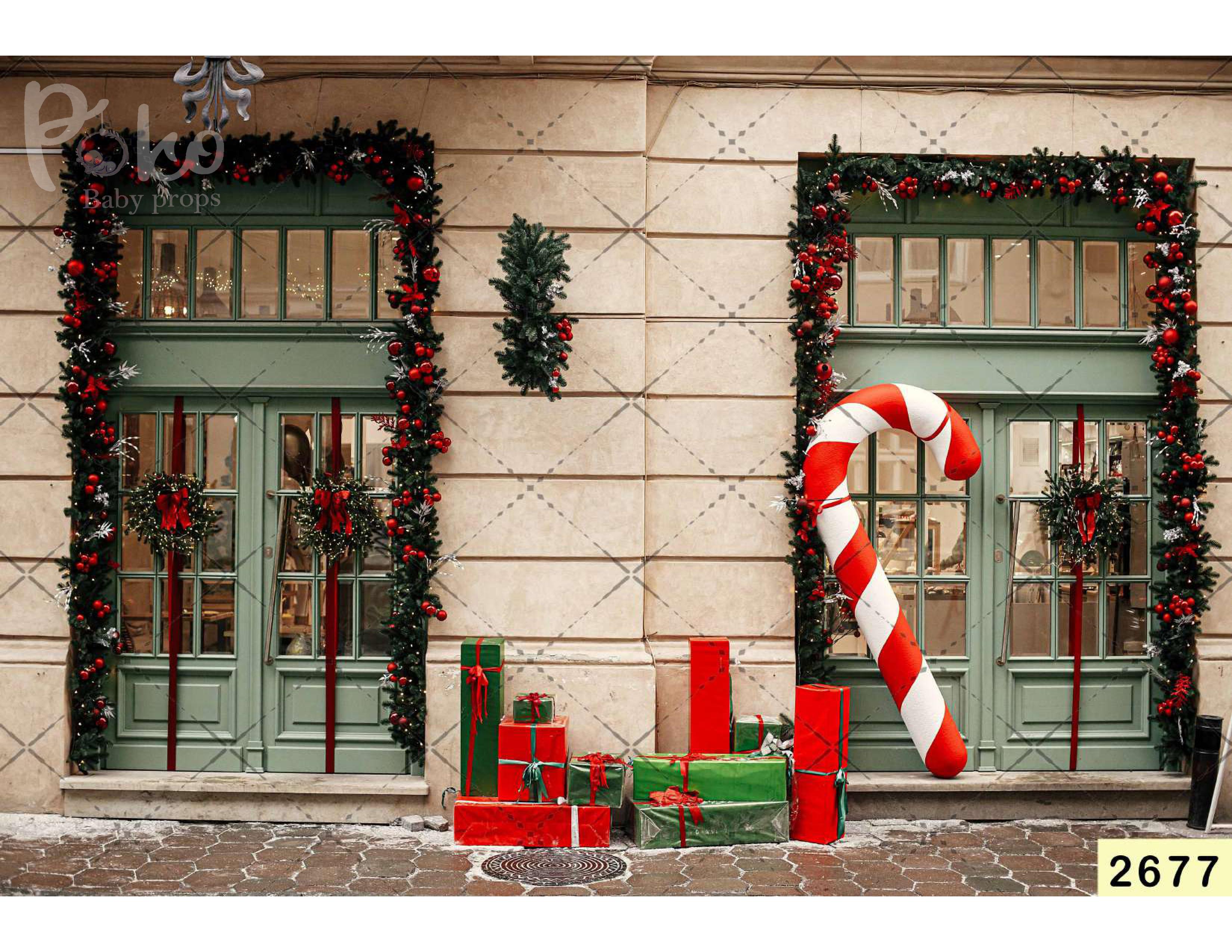 Christmas Candy And Gifts babyphotoshoot Backdrop