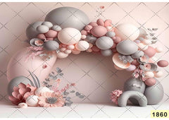 Gray Arch Baloon babyphotoshoot Backdrop