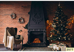 Fire Place Chair Christmas babyphotoshoot Backdrop