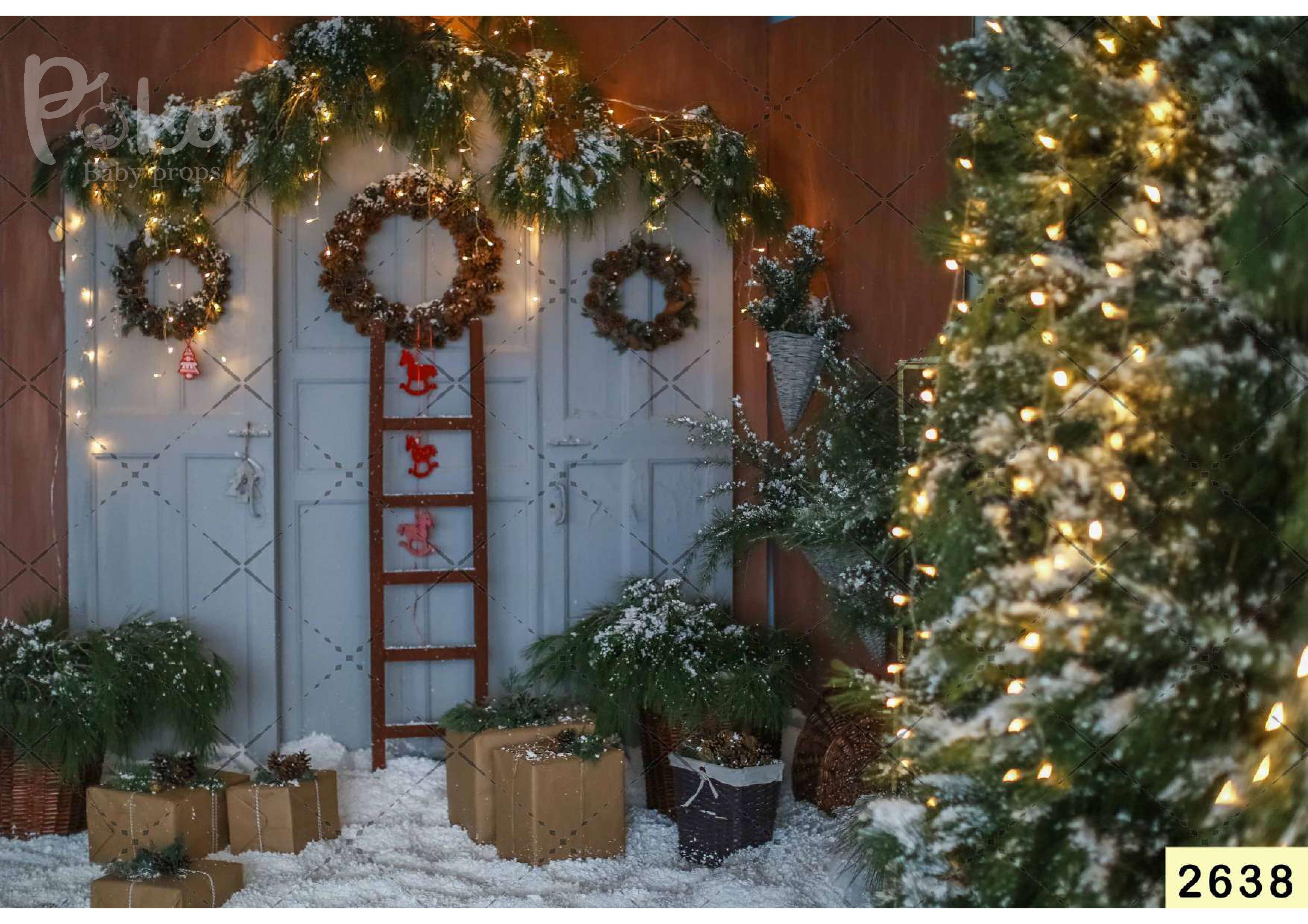 Christmas Tree With Snow babyphotoshoot Backdrop