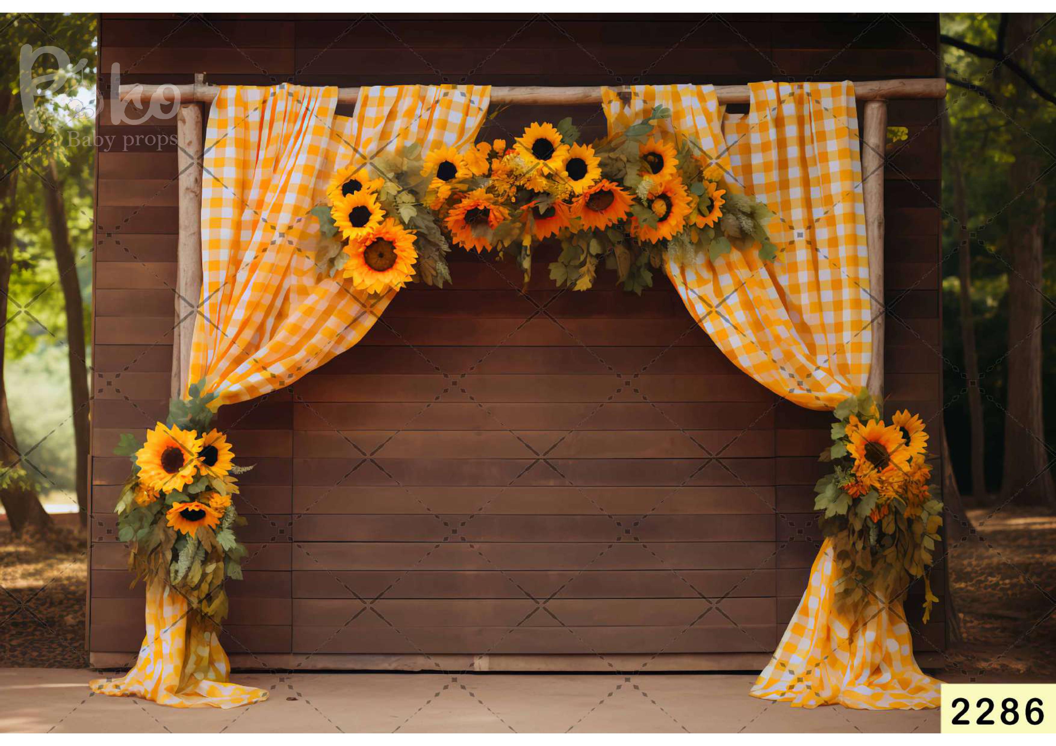 Chess Patter Curtain With Floral babyphotoshoot Backdrop