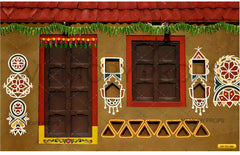 Village Kolam With Mango Leaf Backdrop