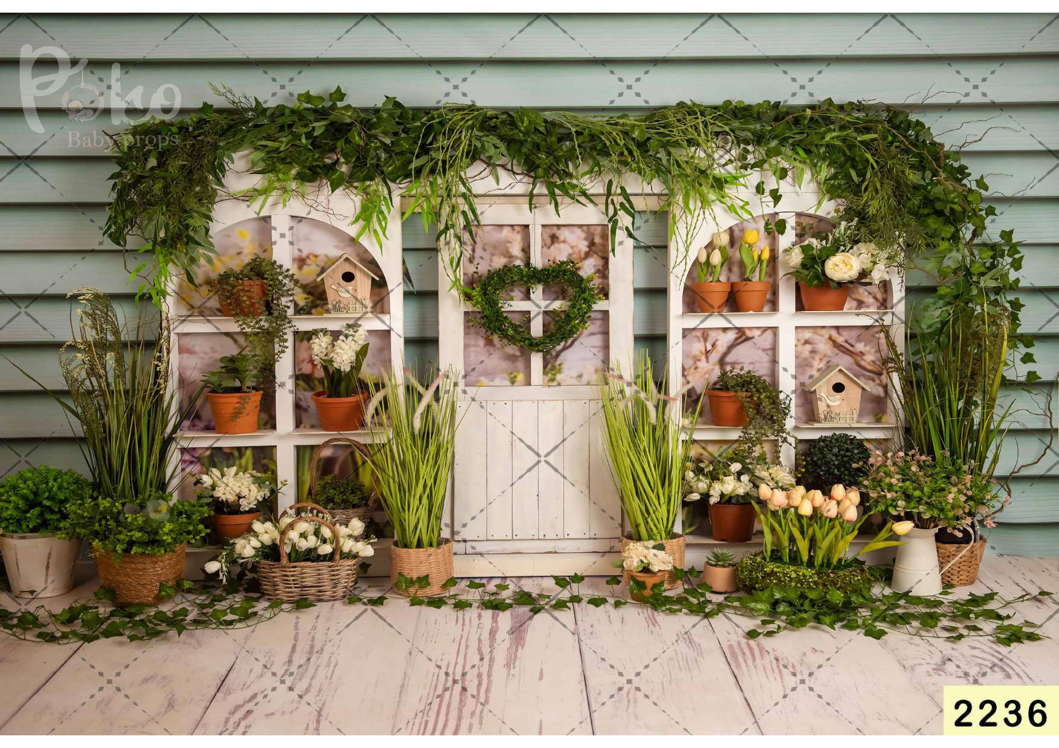 Green Garden babyphotoshoot backdrop