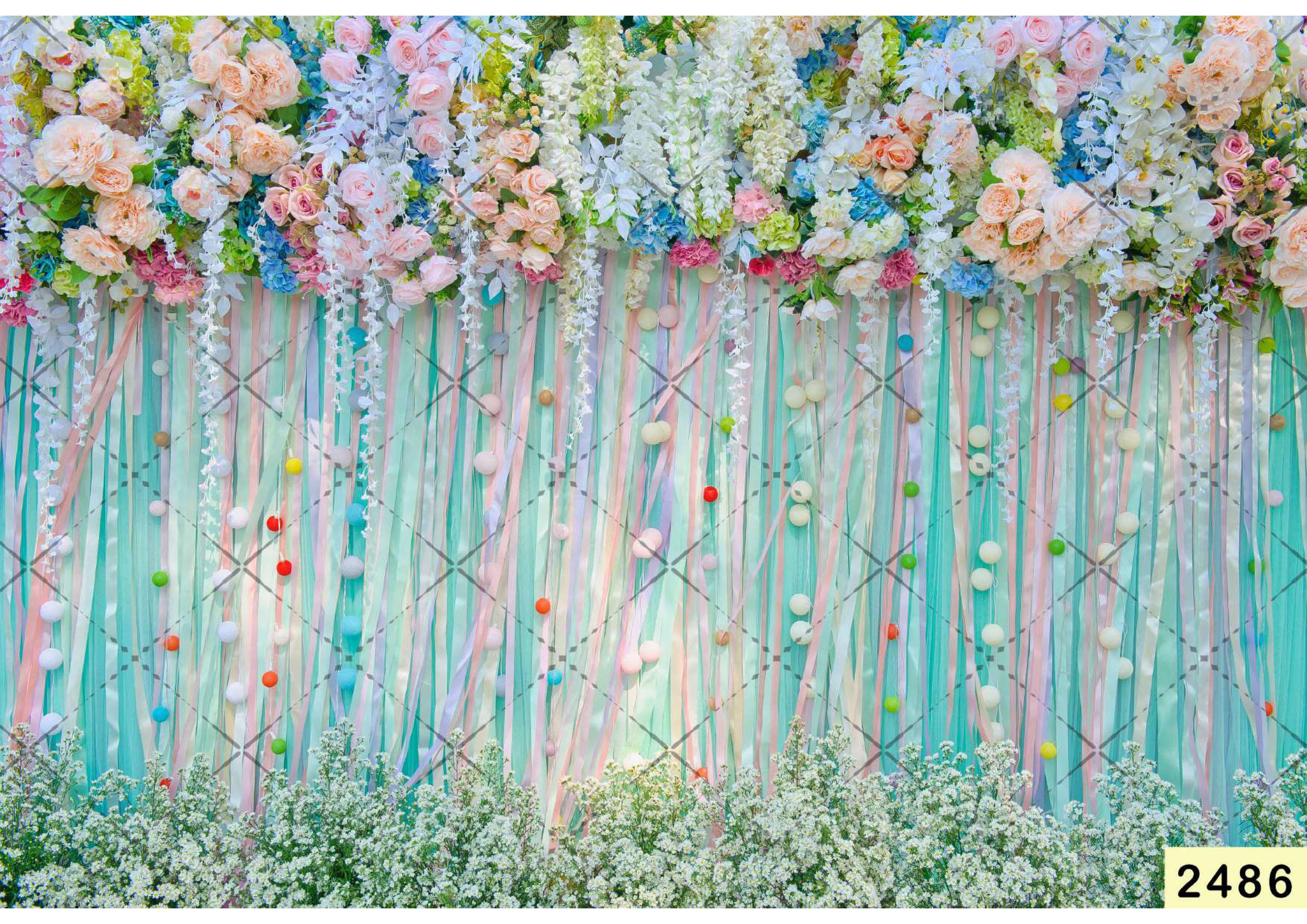 Rainbow Color Flowers Backdrop