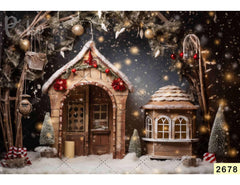 Christmas Wood House babyphotoshoot Backdrop