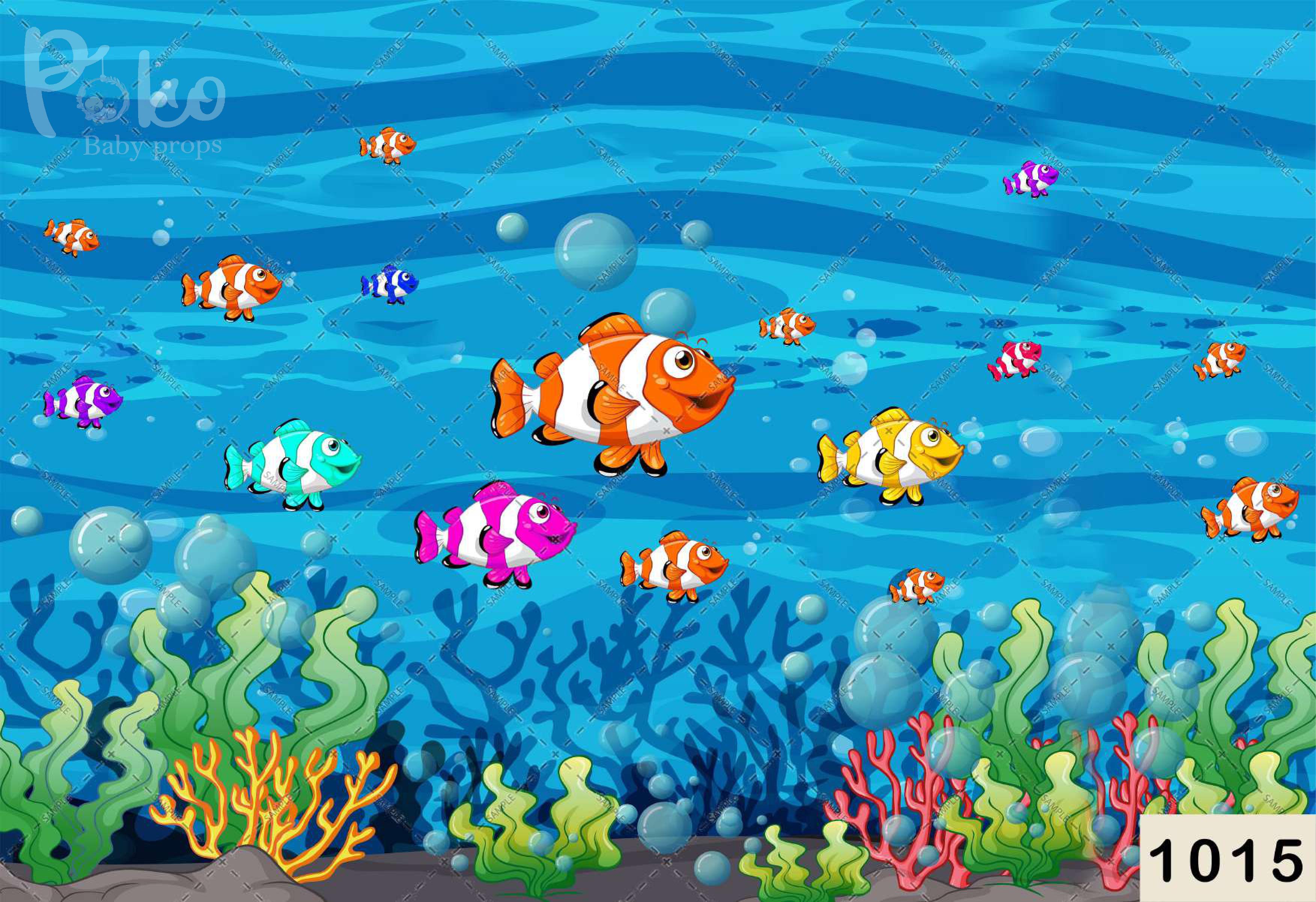 Colorful Goldfish babyphotoshoot Backdrop