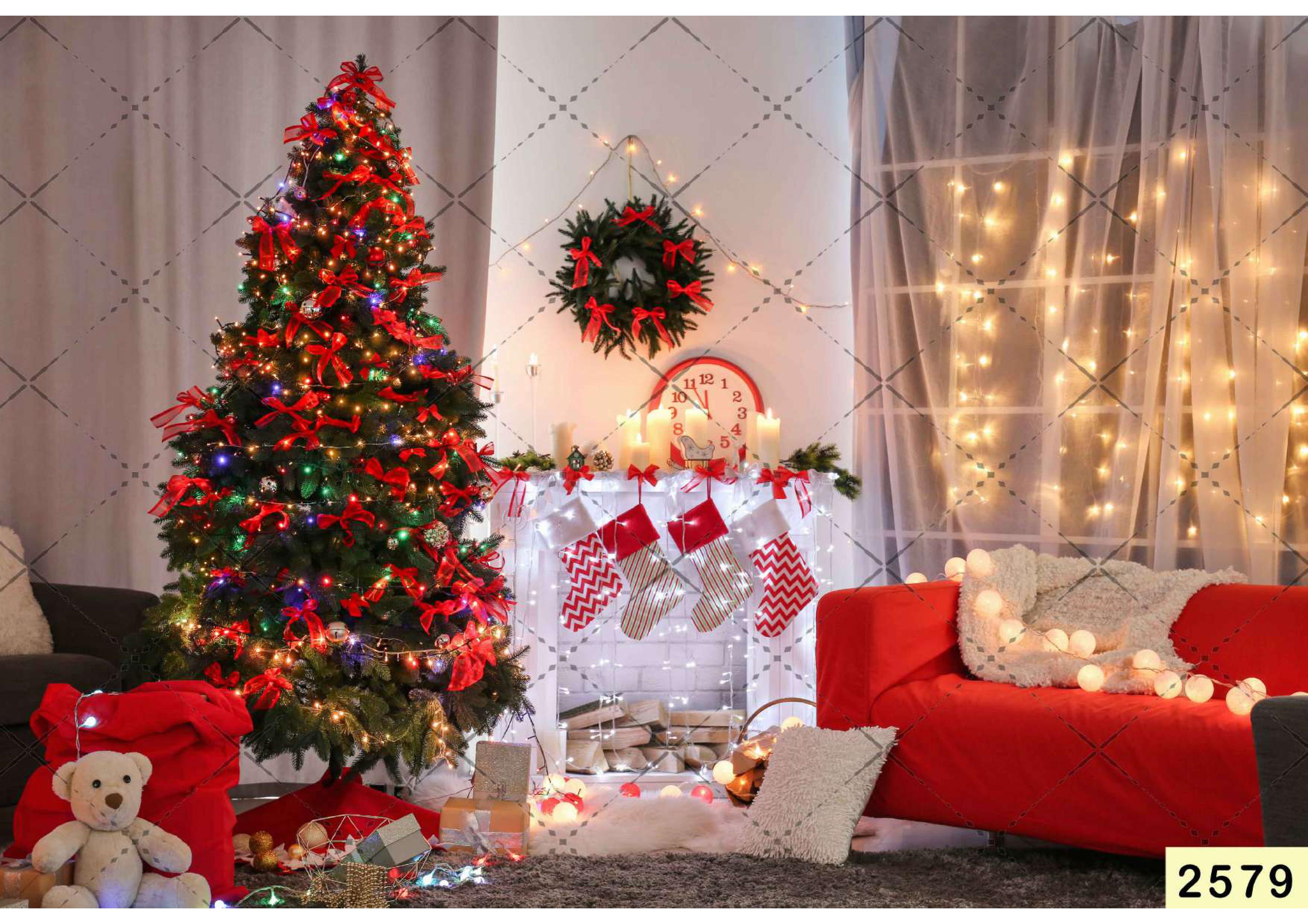 Christmas Interior of Living Room babyphotoshoot Backdrop