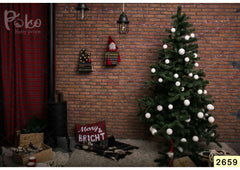Bricks With Christmas babyphotoshoot Backdrop