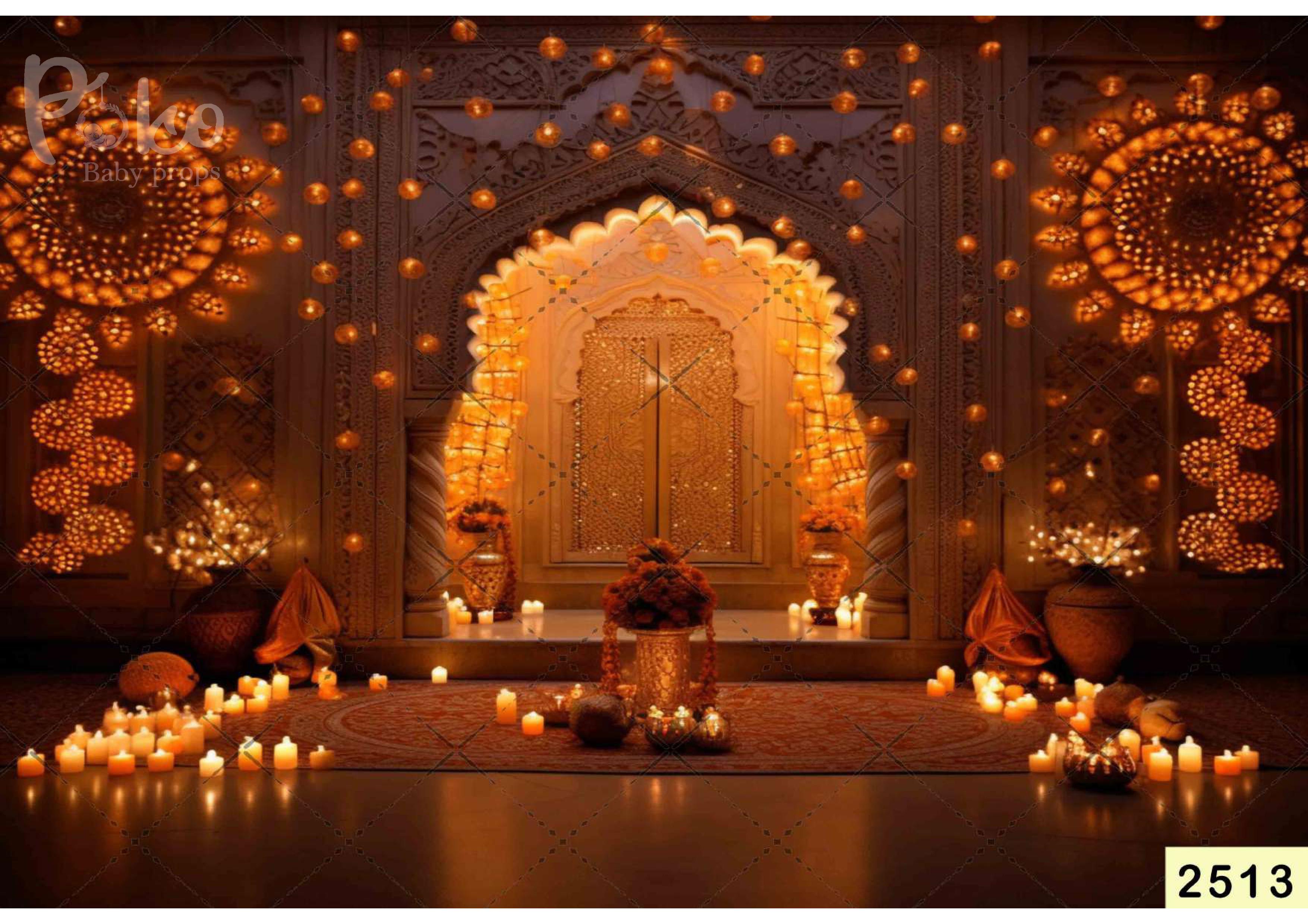 Flower Arch Candle light babyphotoshoot Backdrop