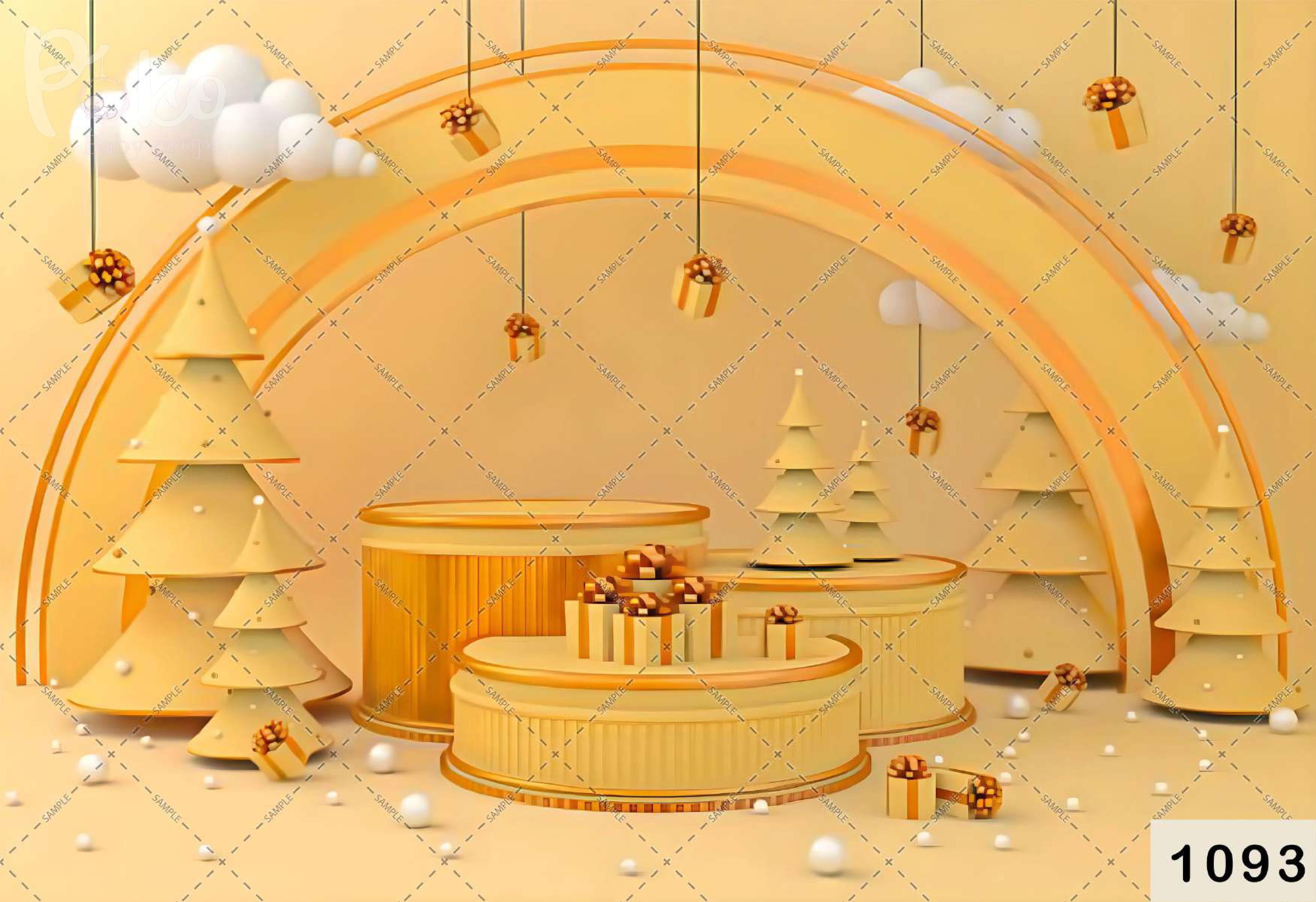 Cream Yellow Christmas babyphotoshoot Backdrop