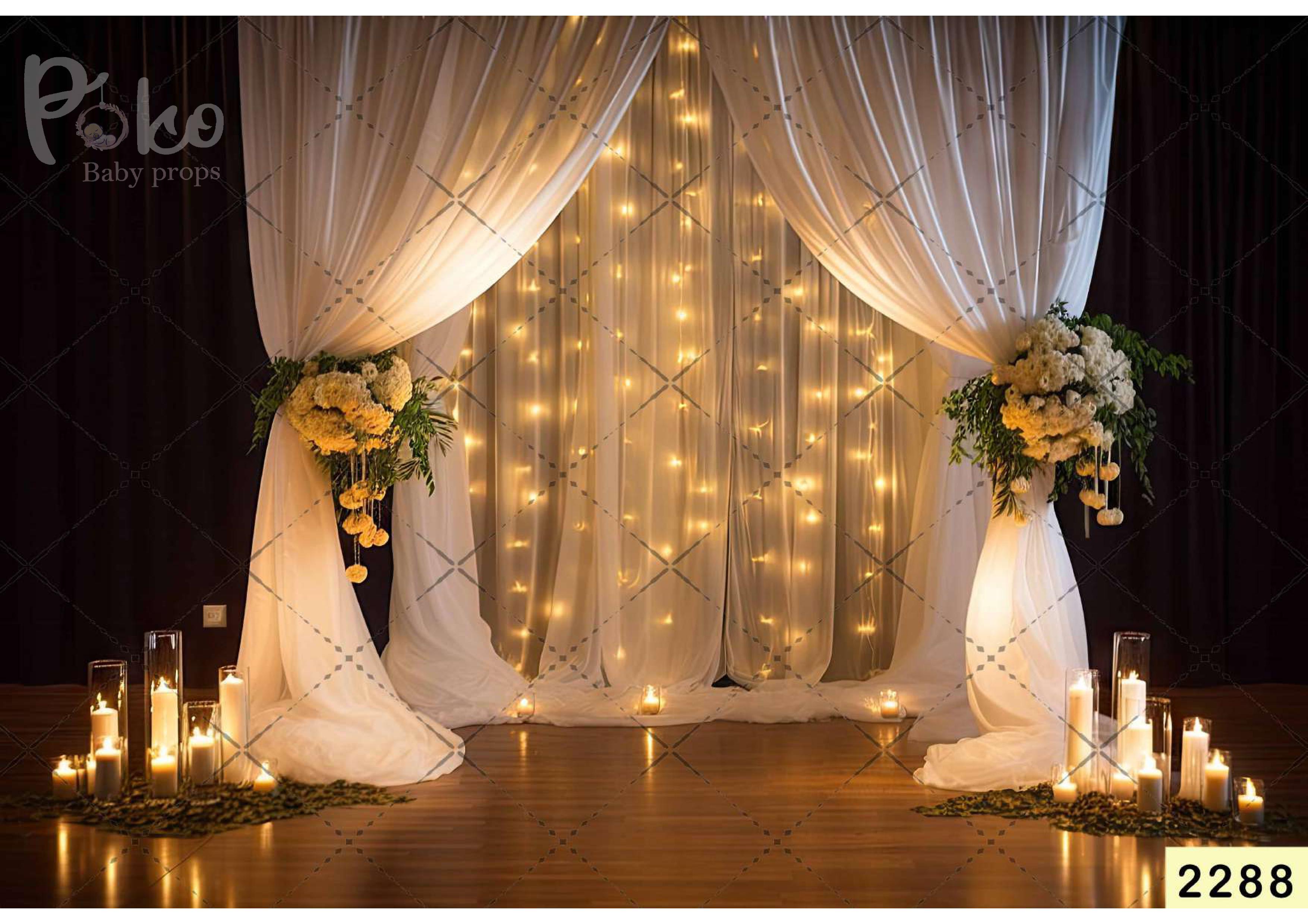 White Curtain Serial Light Backdrop