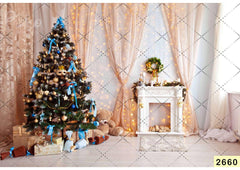 Curtain Lights Christmas Tree baby photoshoot Backdrop