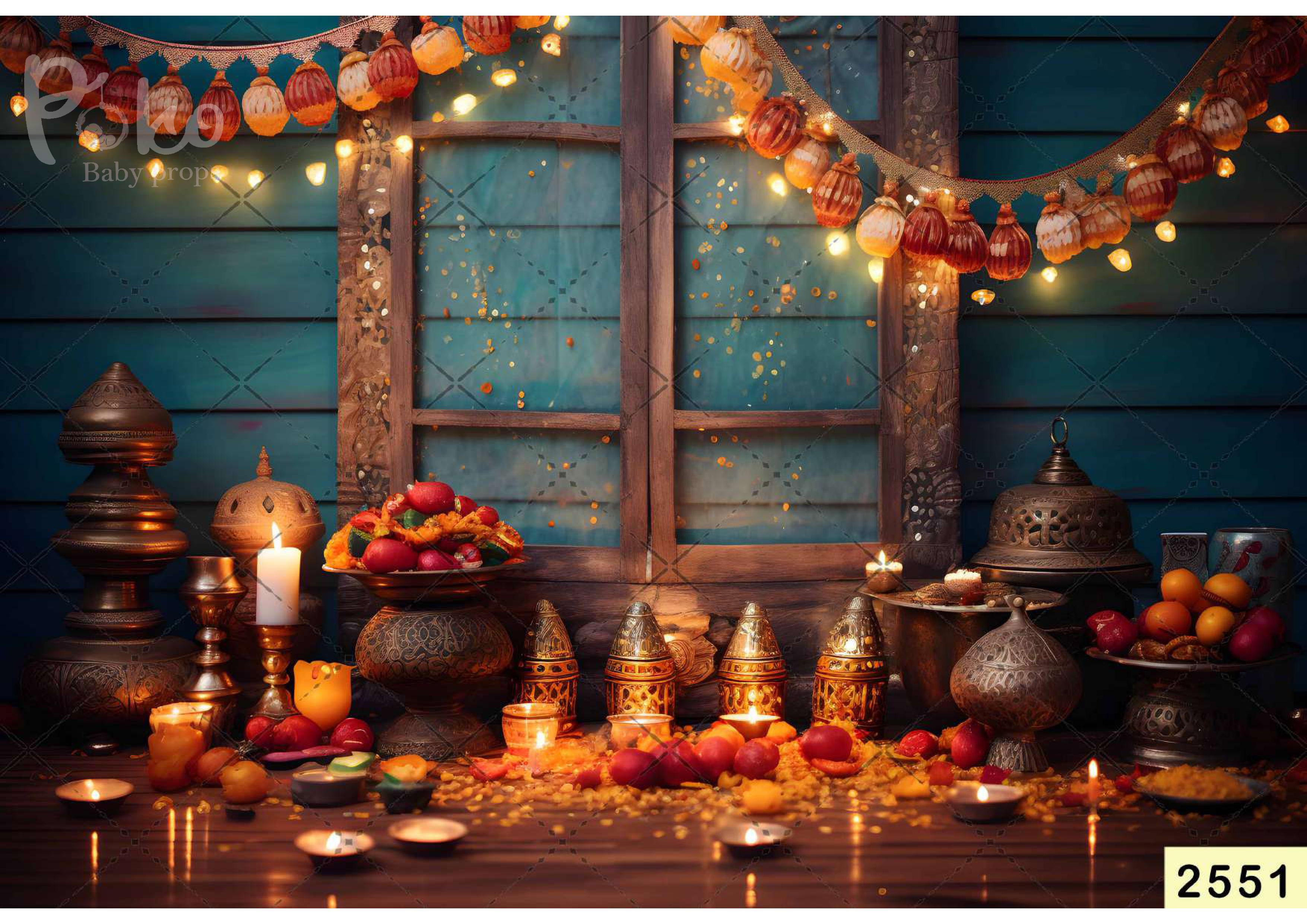 Color Lights With Candle babyphotoshoot Backdrop