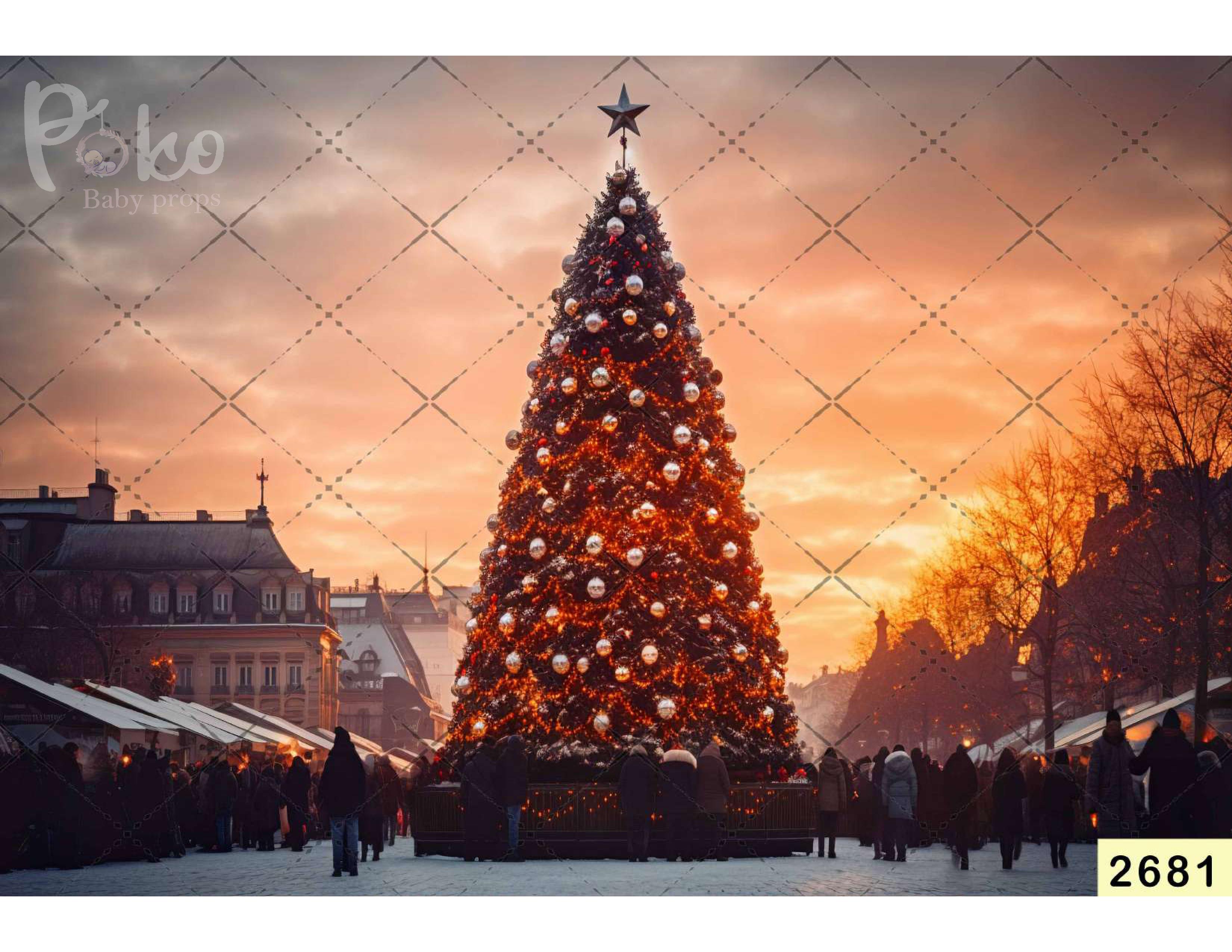 Grand Decoration Xmas Tree Backdrop