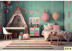 Peach Color Blue Toys Backdrop